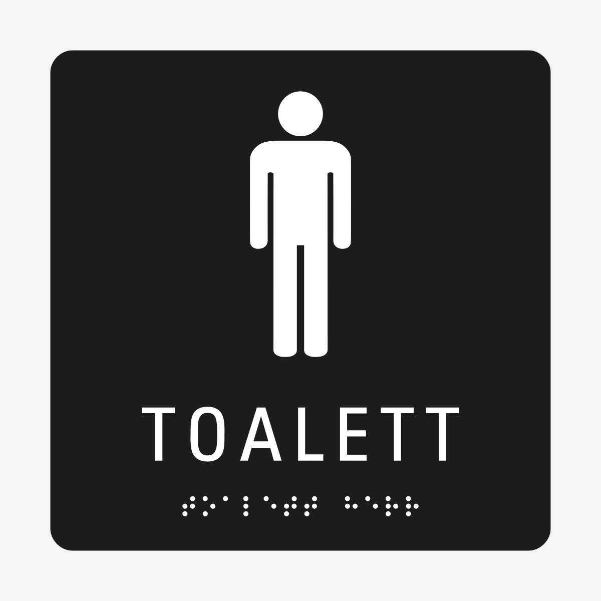 Taktil skylt m. brailleskrift TOALETT HERR en Skylt från Nordisk skylt