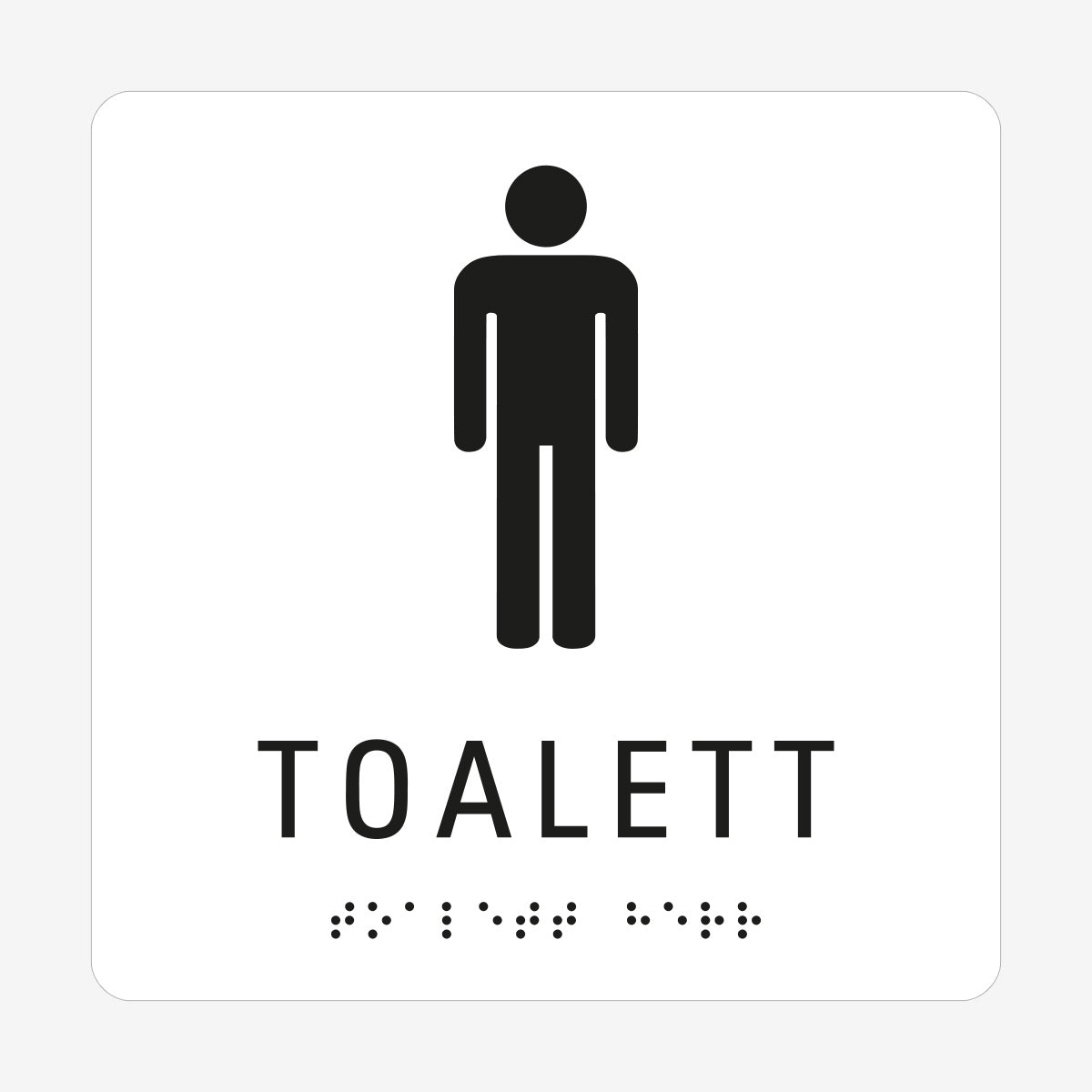 Taktil skylt m. brailleskrift TOALETT HERR en Skylt från Nordisk skylt