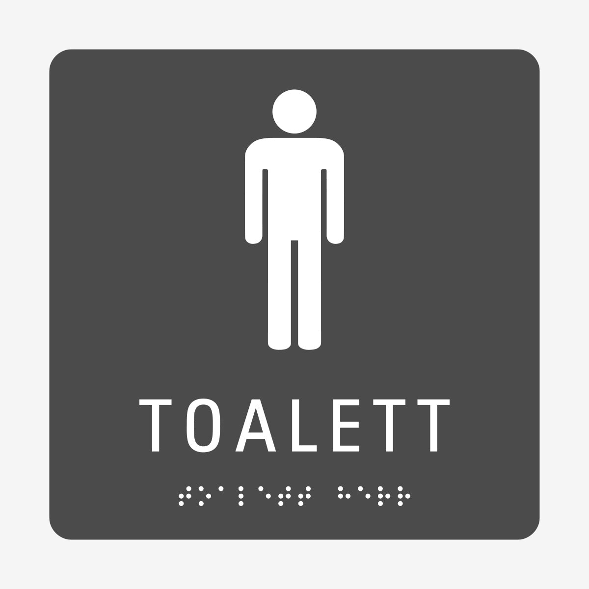 Taktil skylt m. brailleskrift TOALETT HERR en Skylt från Nordisk skylt