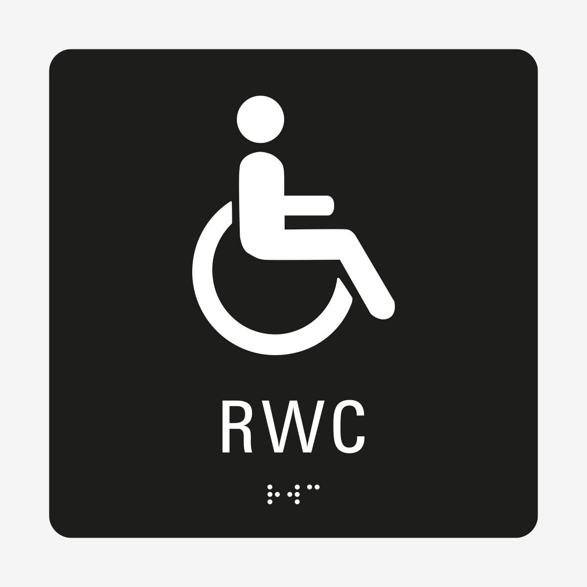 Taktil skylt m. brailleskrift RWC en Skylt från Nordisk skylt