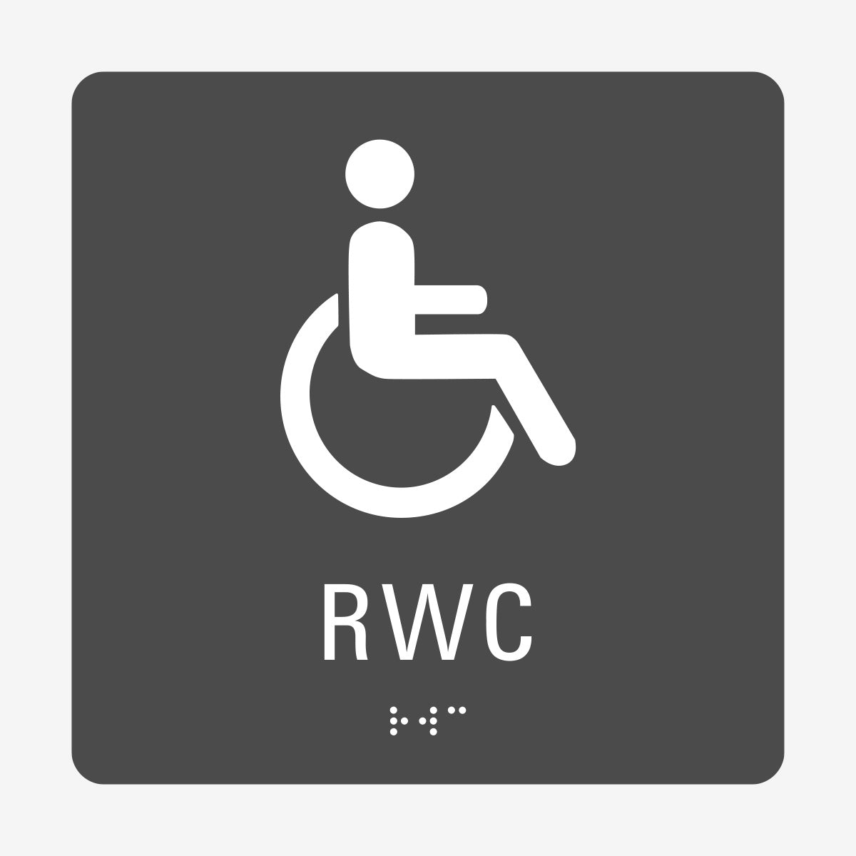 Taktil skylt m. brailleskrift RWC en Skylt från Nordisk skylt