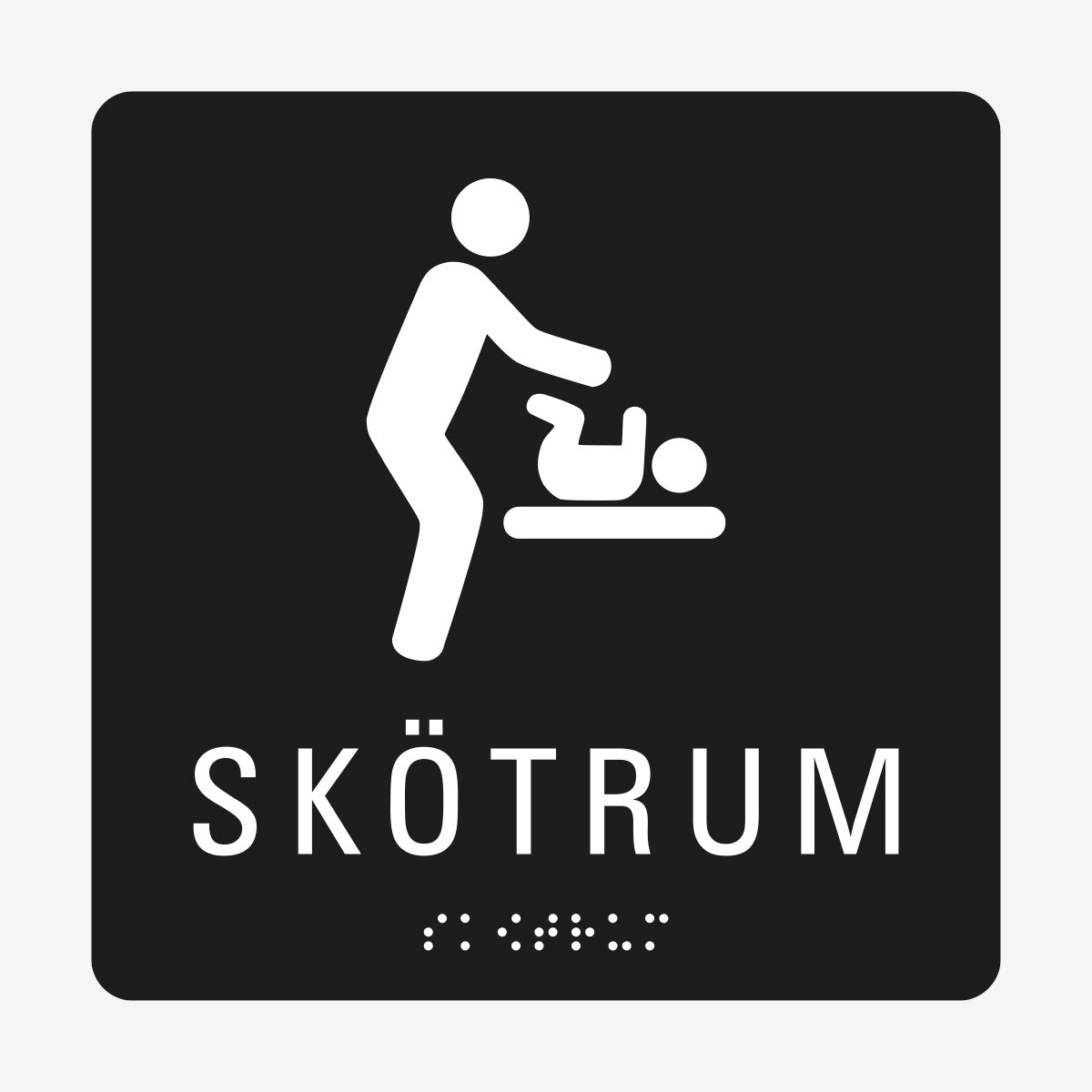 Taktil skylt m. brailleskrift SKÖTRUM en Skylt från Nordisk skylt