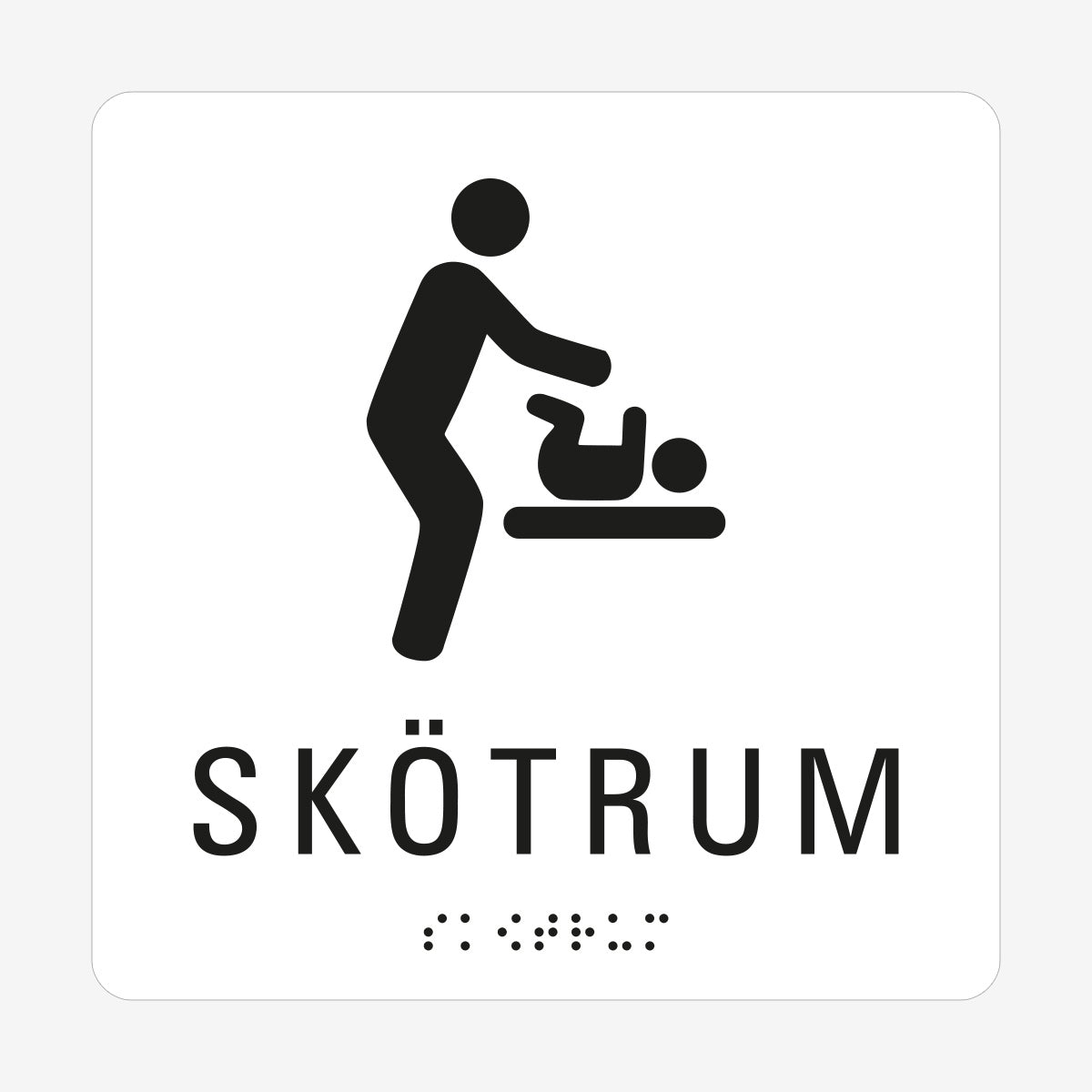 Taktil skylt m. brailleskrift SKÖTRUM en Skylt från Nordisk skylt
