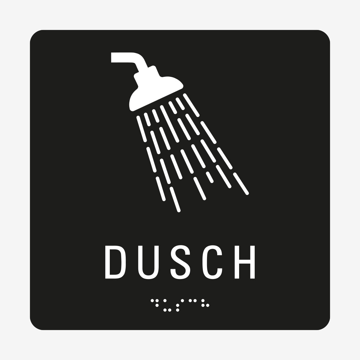 Taktil skylt m. brailleskrift DUSCH en Skylt från Nordisk skylt