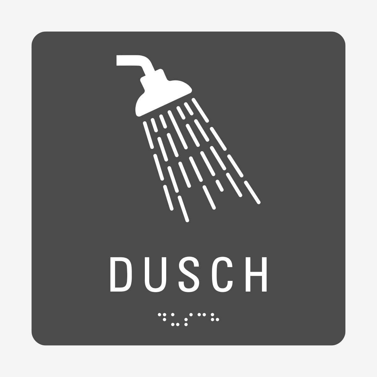 Taktil skylt m. brailleskrift DUSCH en Skylt från Nordisk skylt
