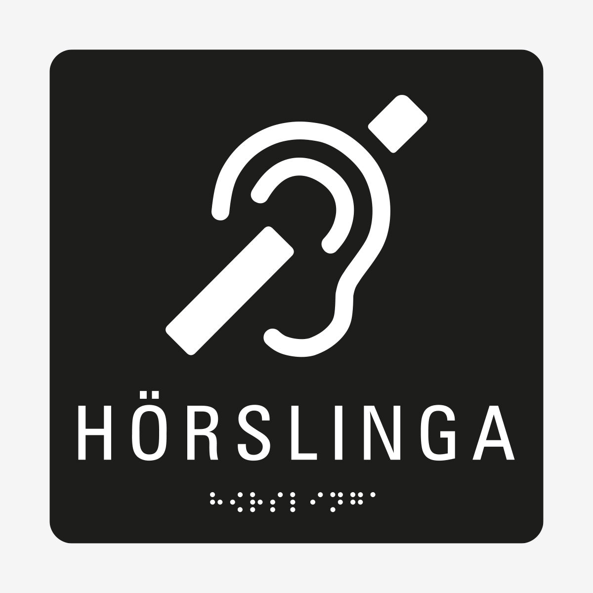 Taktil skylt m. brailleskrift HÖRSLINGA en Skylt från Nordisk skylt