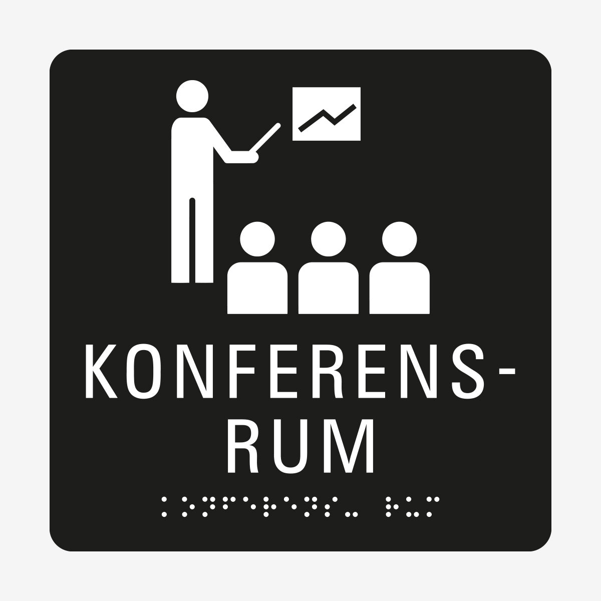 Taktil skylt m. brailleskrift KONFERENSRUM en Skylt från Nordisk skylt