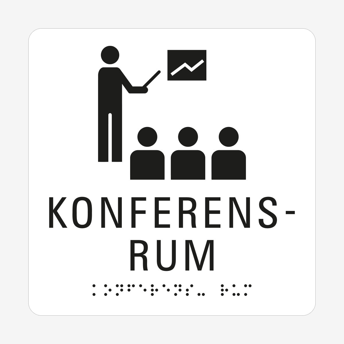 Taktil skylt m. brailleskrift KONFERENSRUM en Skylt från Nordisk skylt