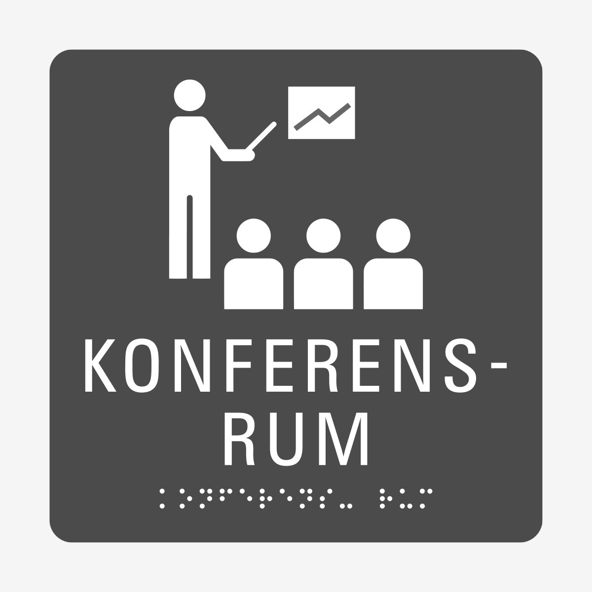 Taktil skylt m. brailleskrift KONFERENSRUM en Skylt från Nordisk skylt