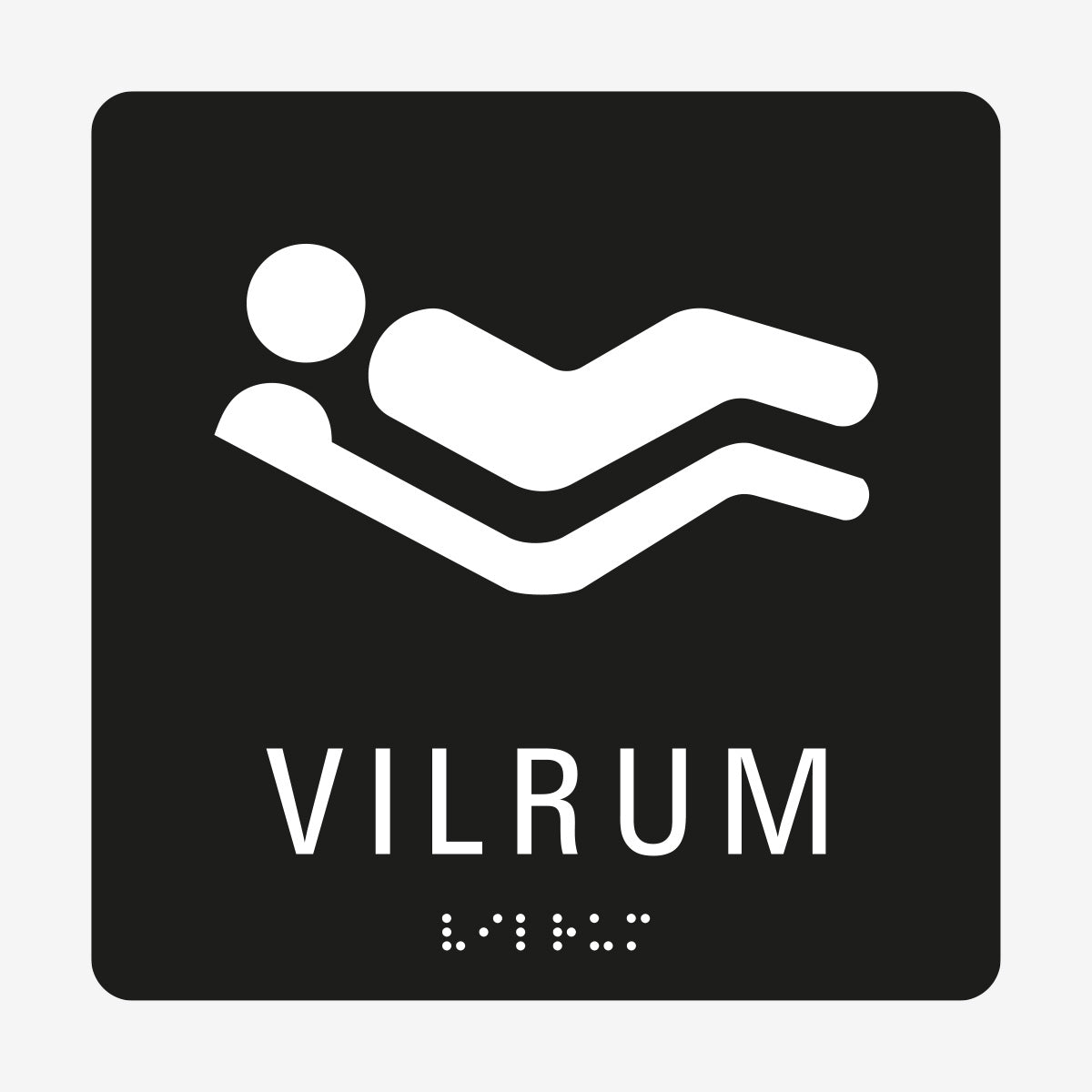 Taktil skylt m. brailleskrift VILRUM en Skylt från Nordisk skylt