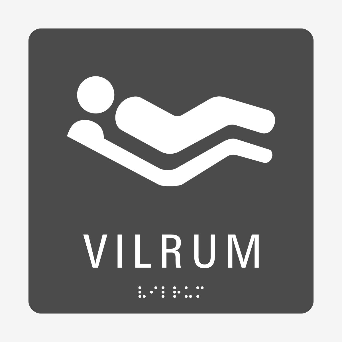 Taktil skylt m. brailleskrift VILRUM en Skylt från Nordisk skylt