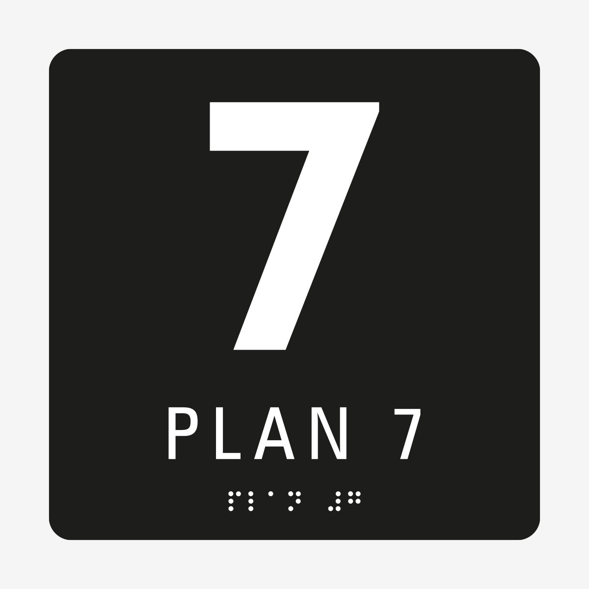 Taktil skylt m. brailleskrift PLAN 7 en Skylt från Nordisk skylt