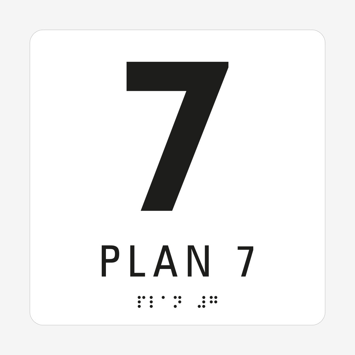 Taktil skylt m. brailleskrift PLAN 7 en Skylt från Nordisk skylt