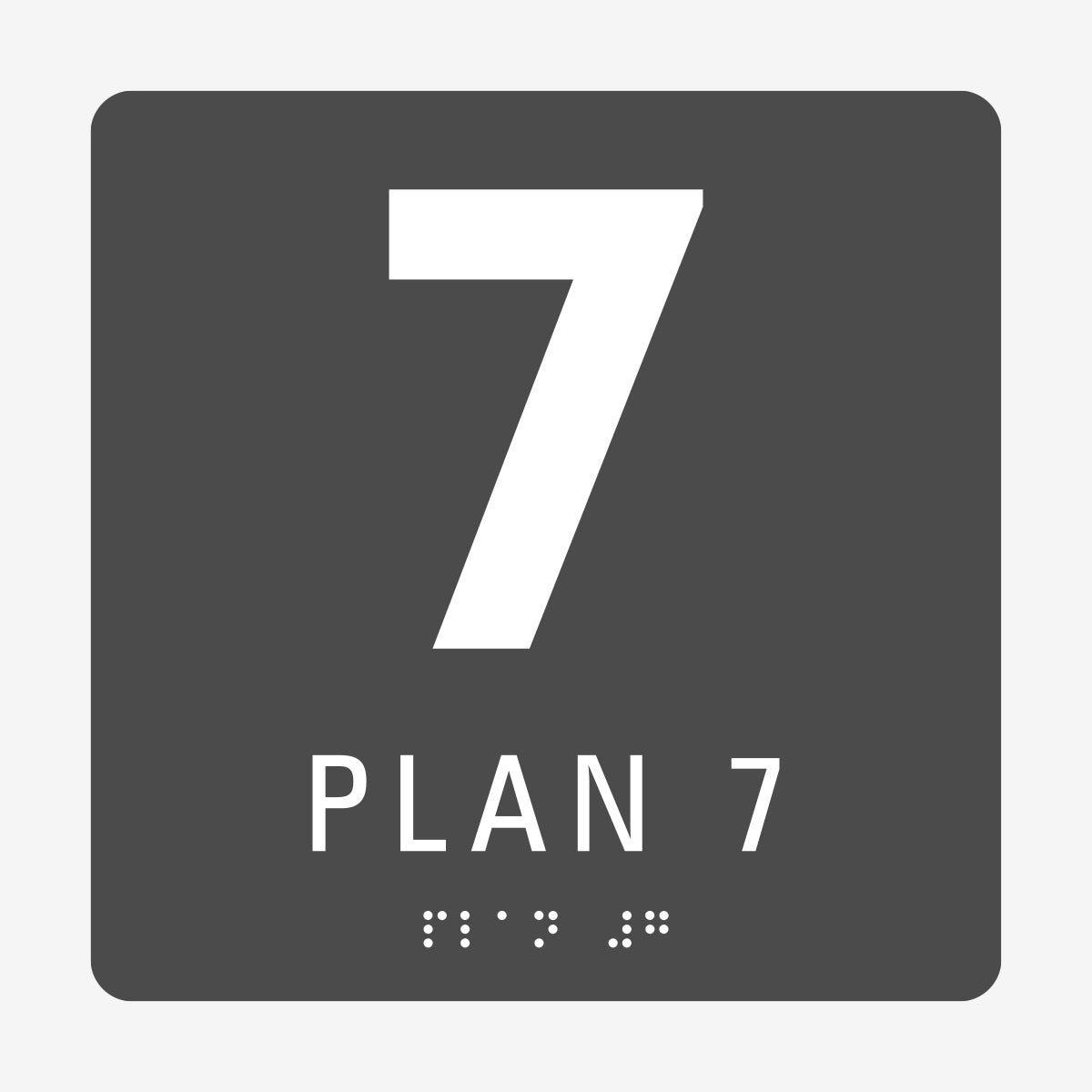 Taktil skylt m. brailleskrift PLAN 7 en Skylt från Nordisk skylt