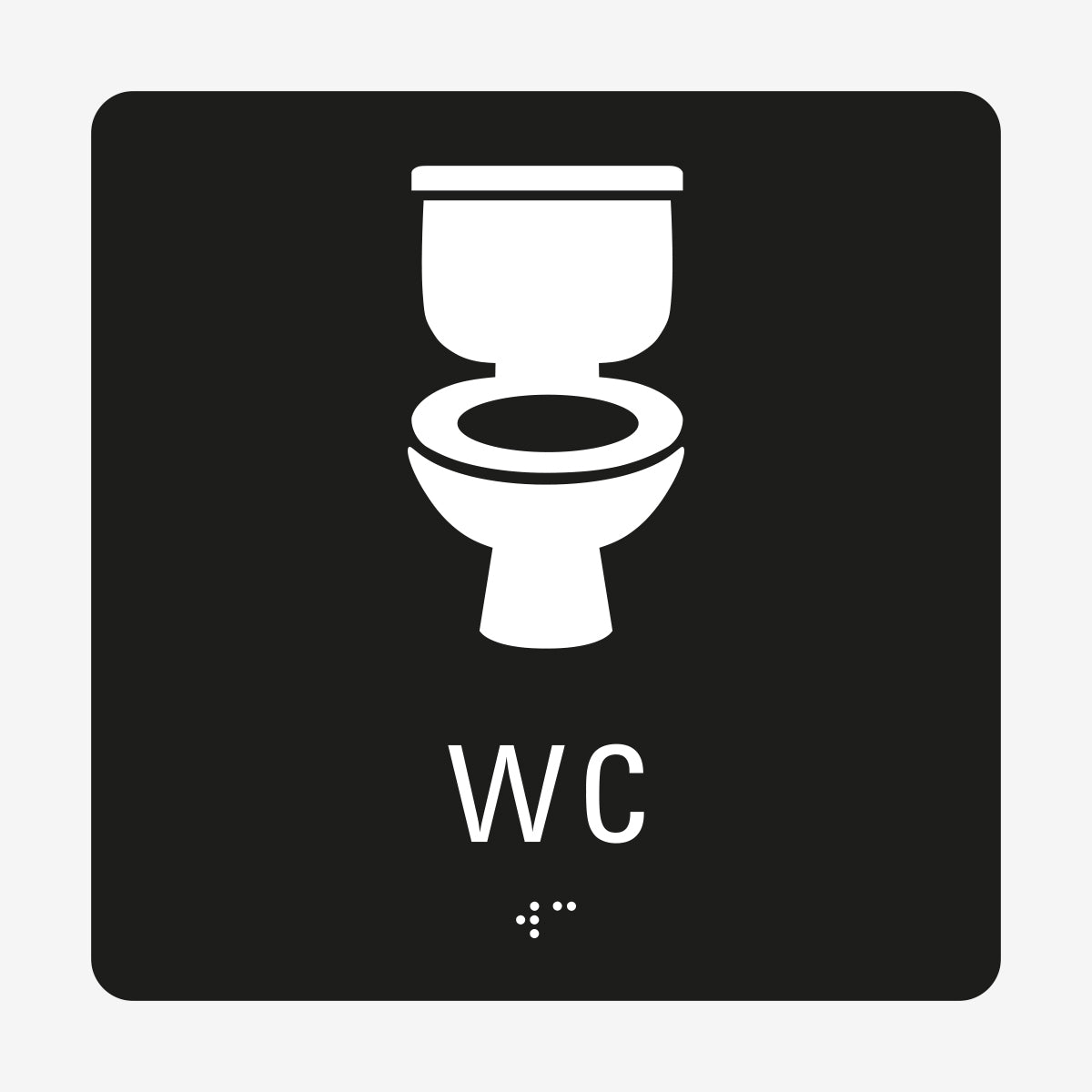 Taktil skylt m. brailleskrift WC en Skylt från Nordisk skylt