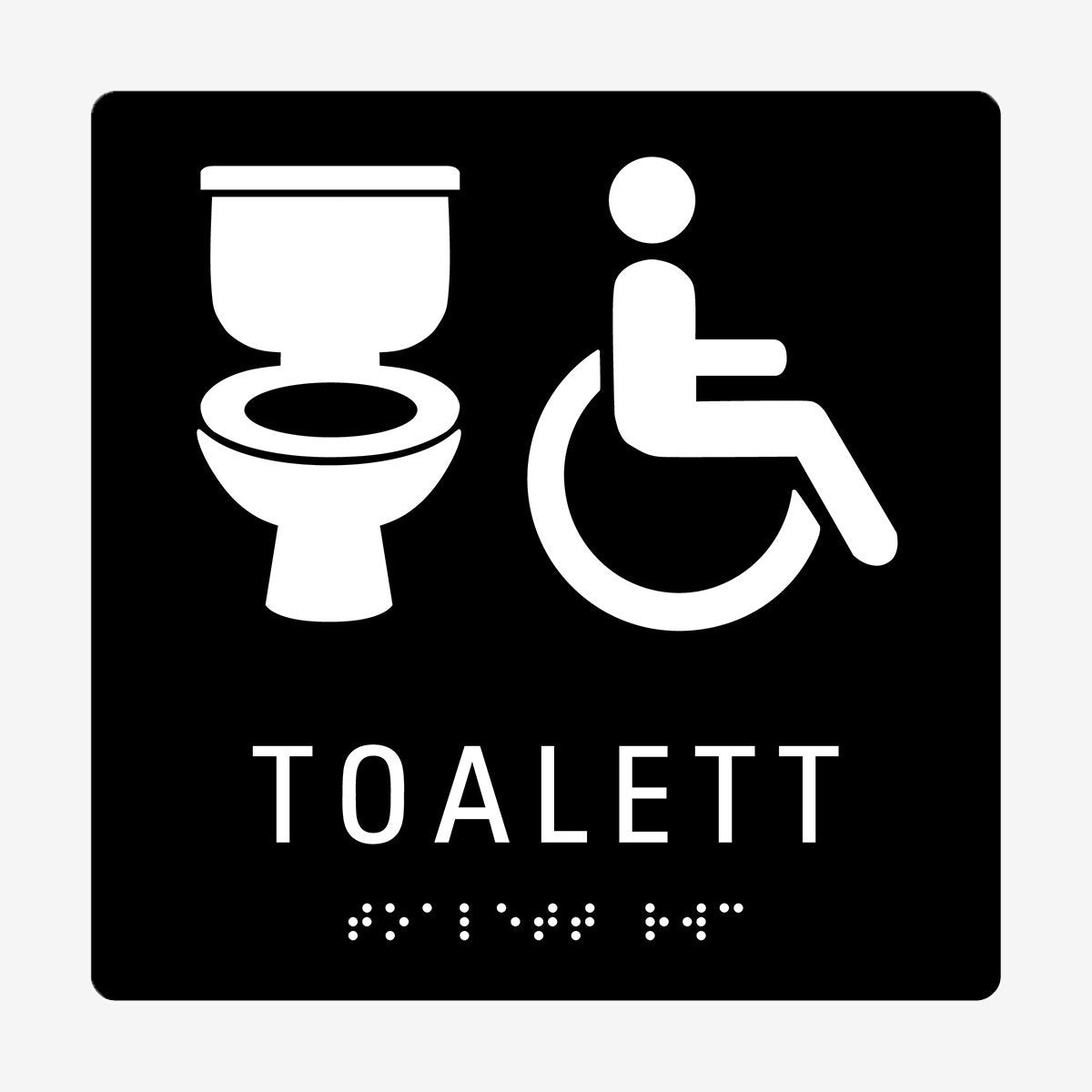 Taktil skylt m. brailleskrift TOALETT RWC en Skylt från Nordisk skylt