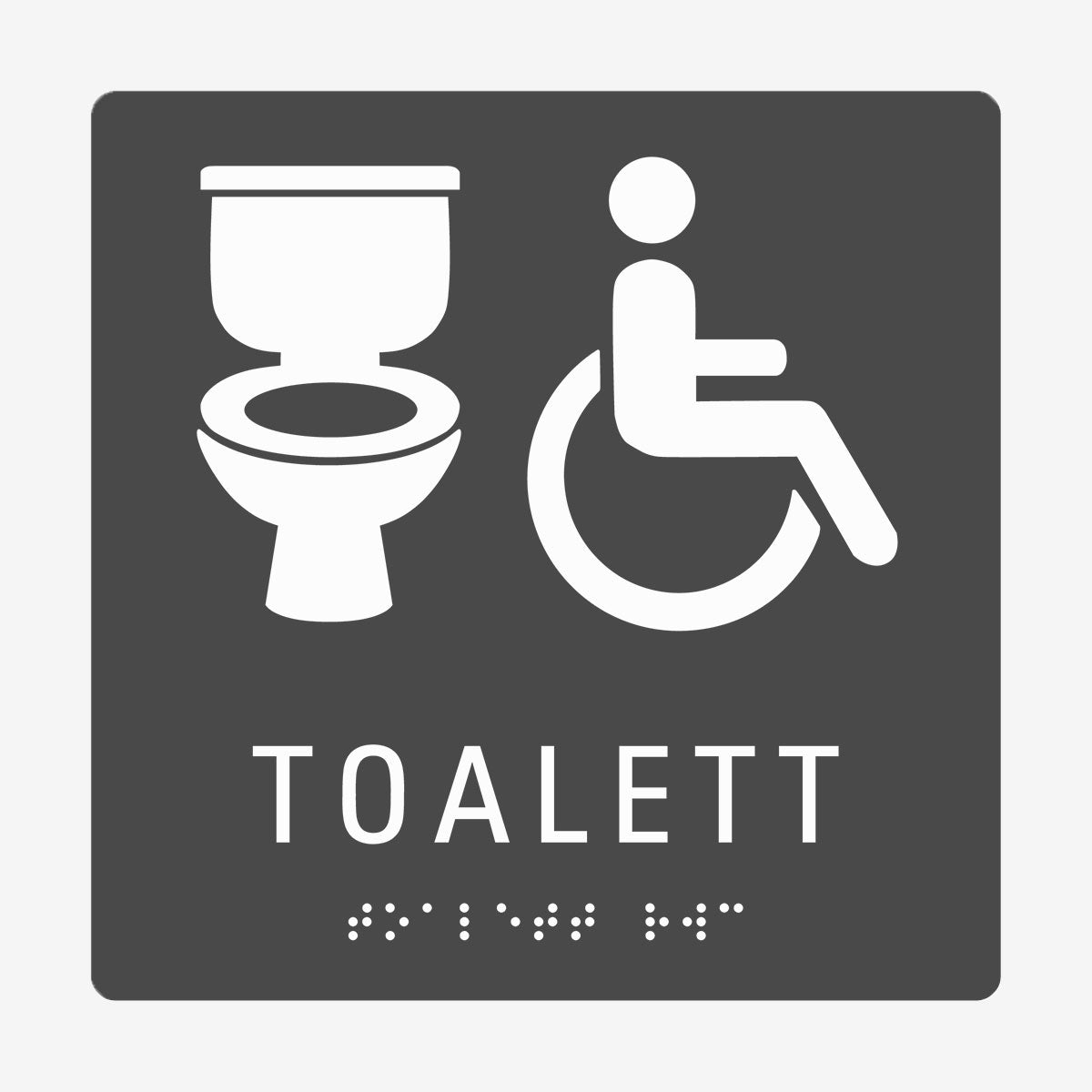 Taktil skylt m. brailleskrift TOALETT RWC en Skylt från Nordisk skylt