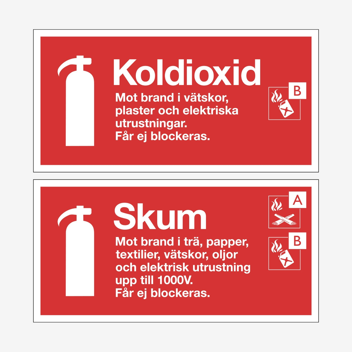 Typskylt Skum/Koldioxid en Skylt från Nordisk skylt