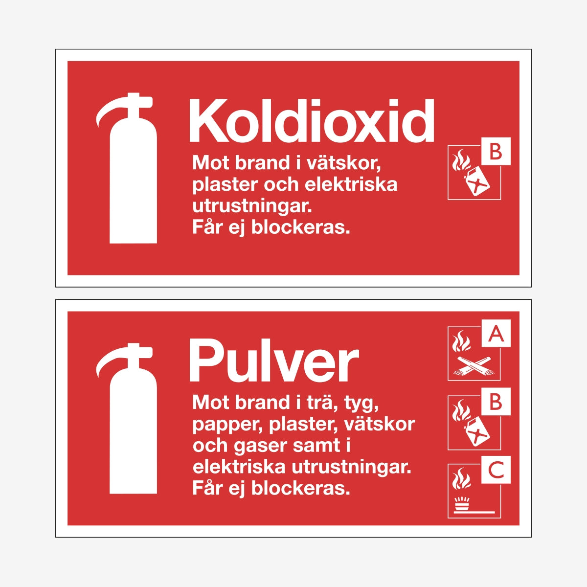 Typskylt Pulver/Koldioxid en Skylt från Nordisk skylt