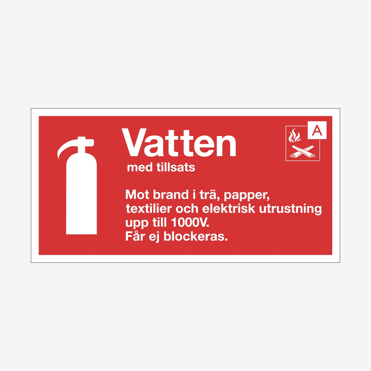 Typskylt Vatten med tillsats en Skylt från Nordisk skylt