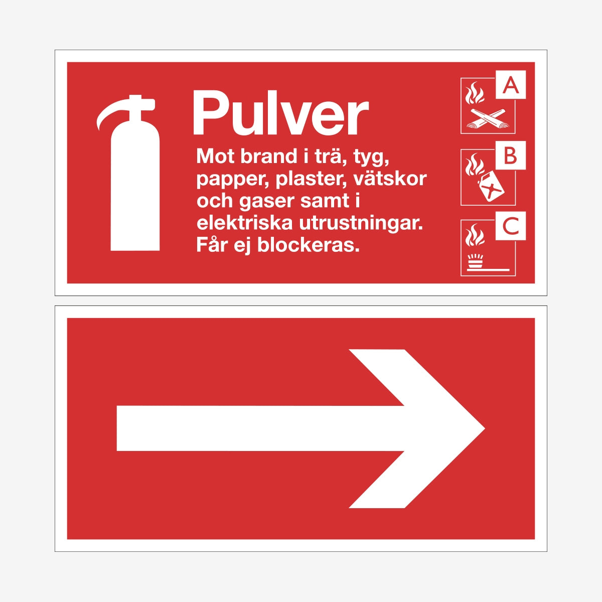 Typskylt Pulver med pil en Skylt från Nordisk skylt