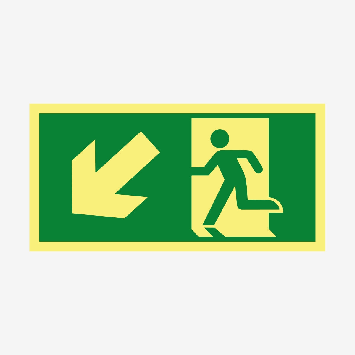 Nödut vänster trappa ner ISO en Skylt från Nordisk skylt