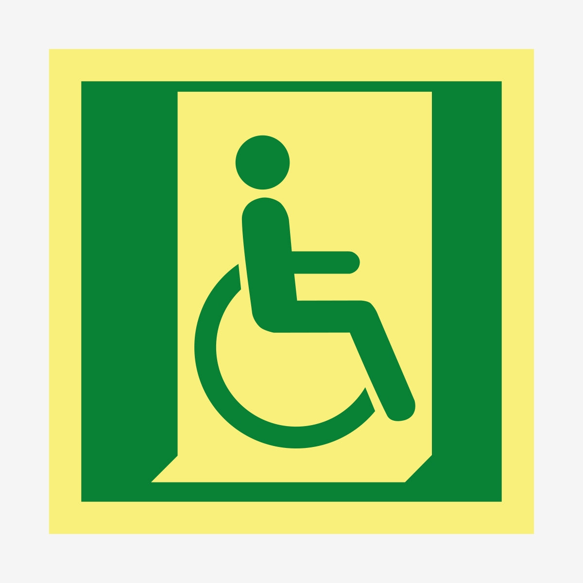 Funktionshindrade nödut höger ISO en Skylt från Nordisk skylt