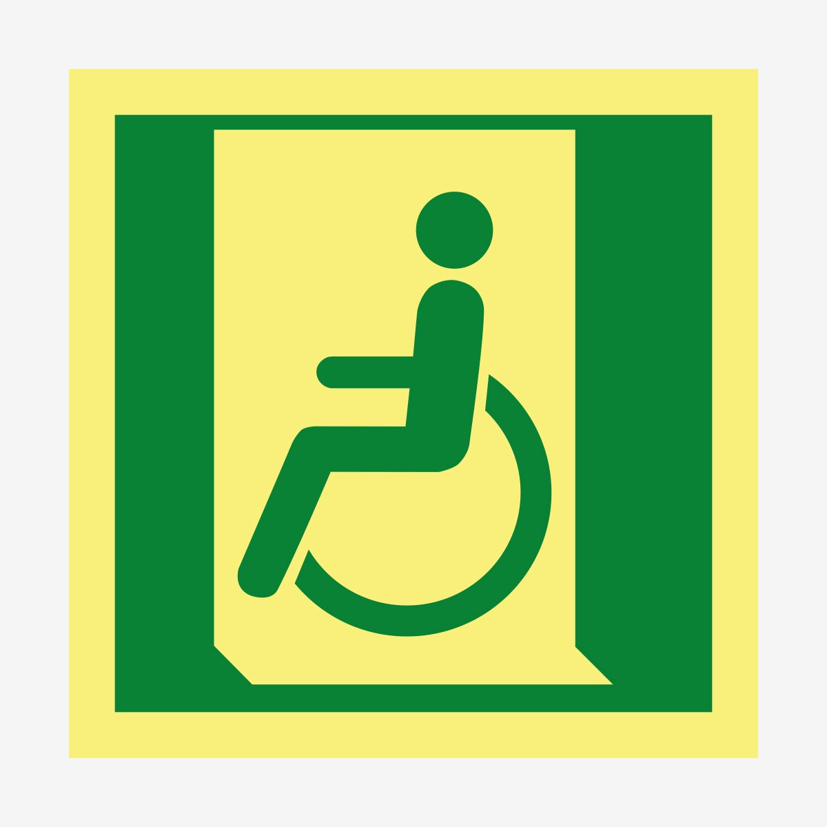 Funktionshindrade nödut vänster ISO en Skylt från Nordisk skylt