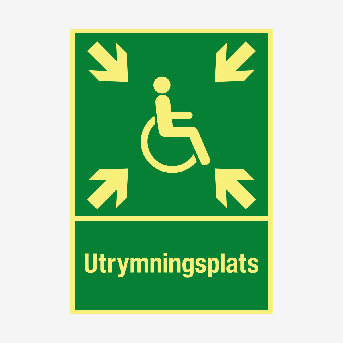 Utrymningsplats en Skylt från Nordisk skylt