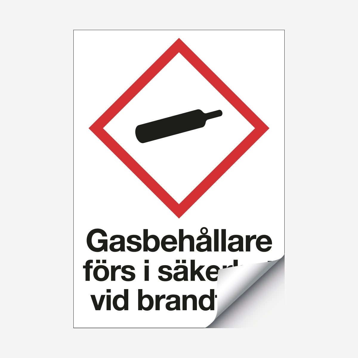 Gasbehållare förs i säkerhet en Tillbehör från Nordisk skylt