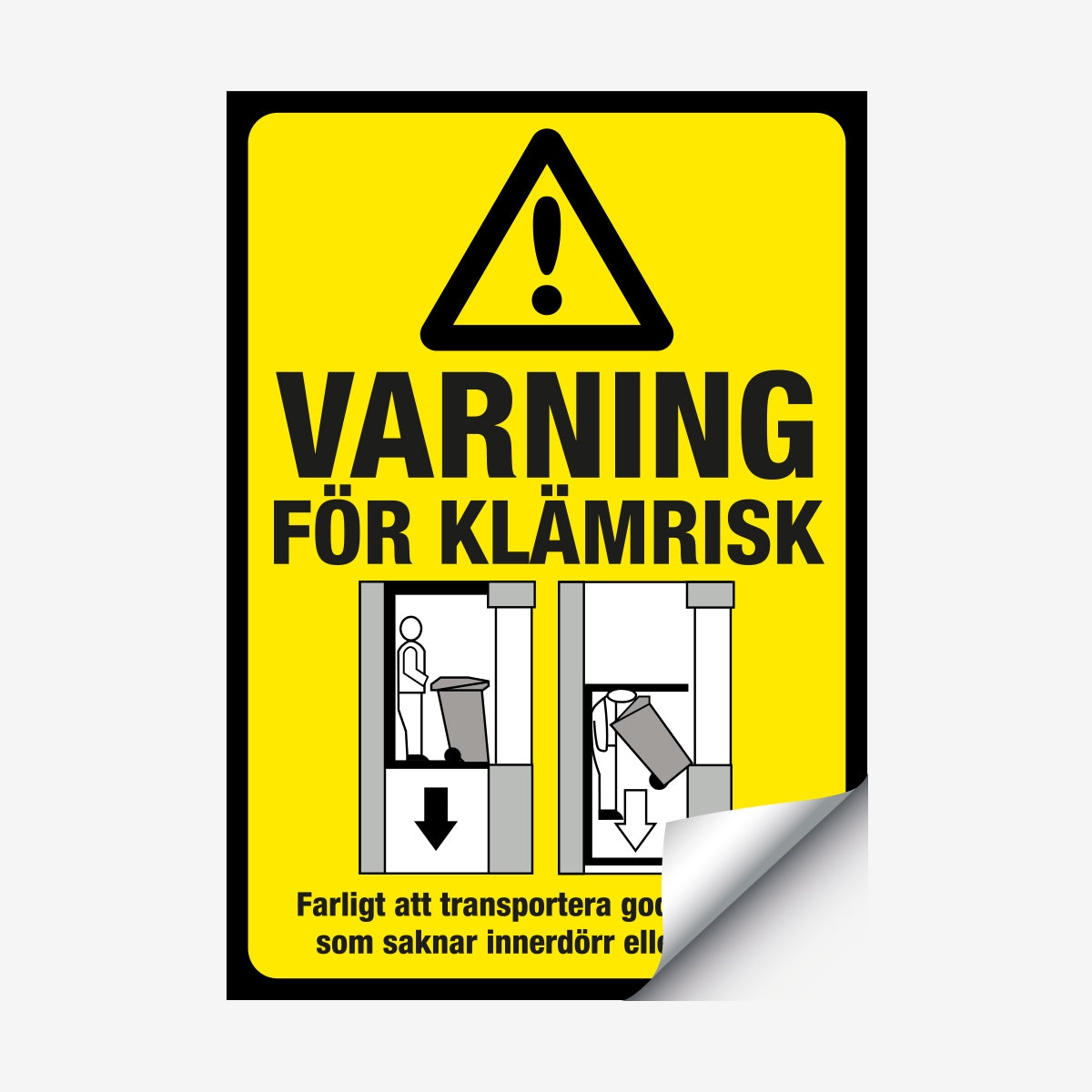 Varning för klämrisk en Skylt från Nordisk skylt