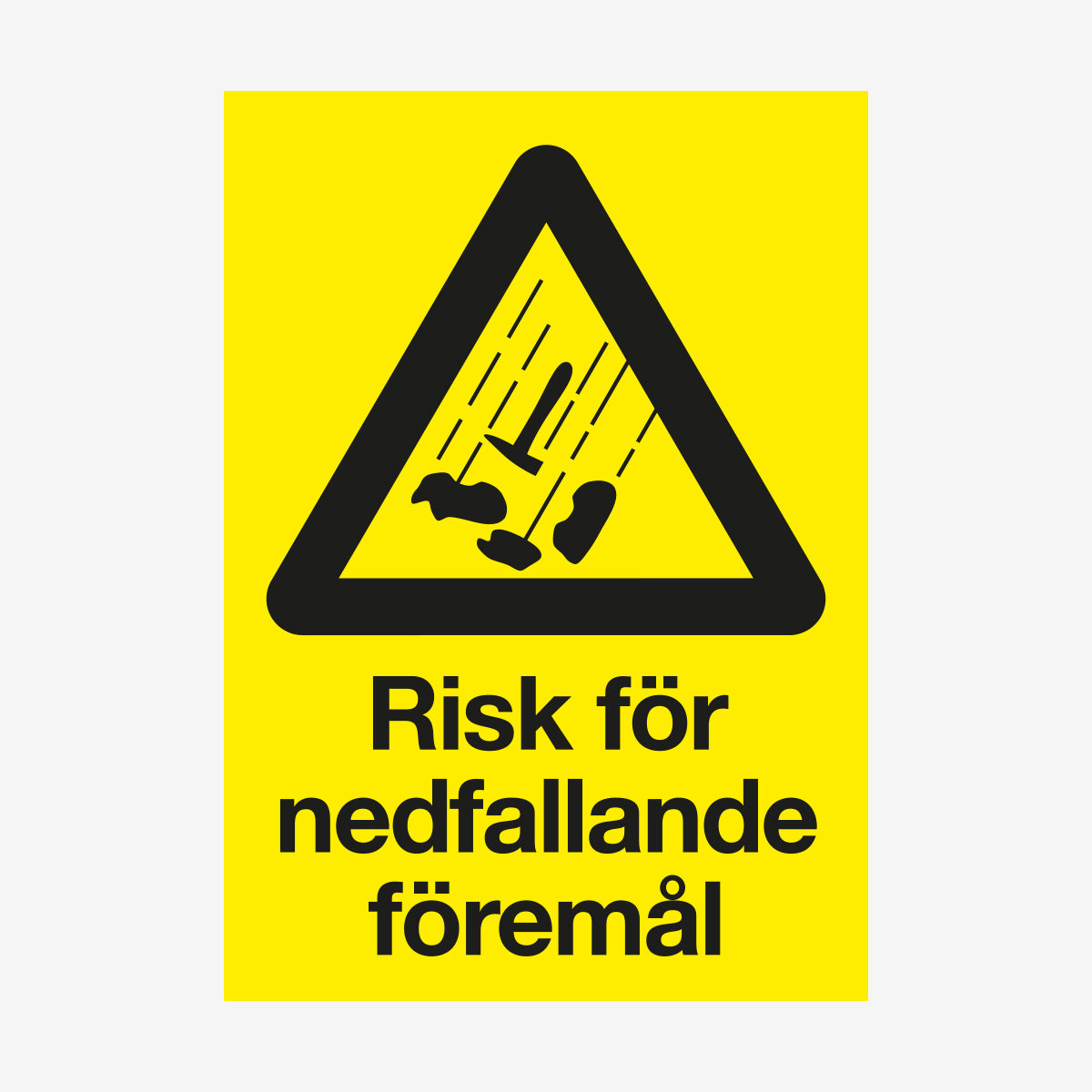 Risk för nedfallande föremål en Skylt från Nordisk skylt