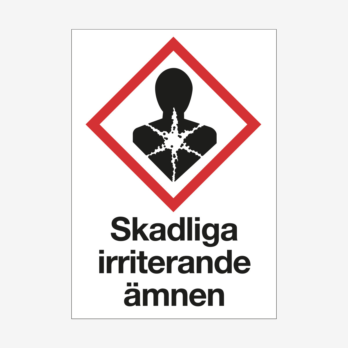 Skadliga irriterande ämnen en Skylt från Nordisk skylt