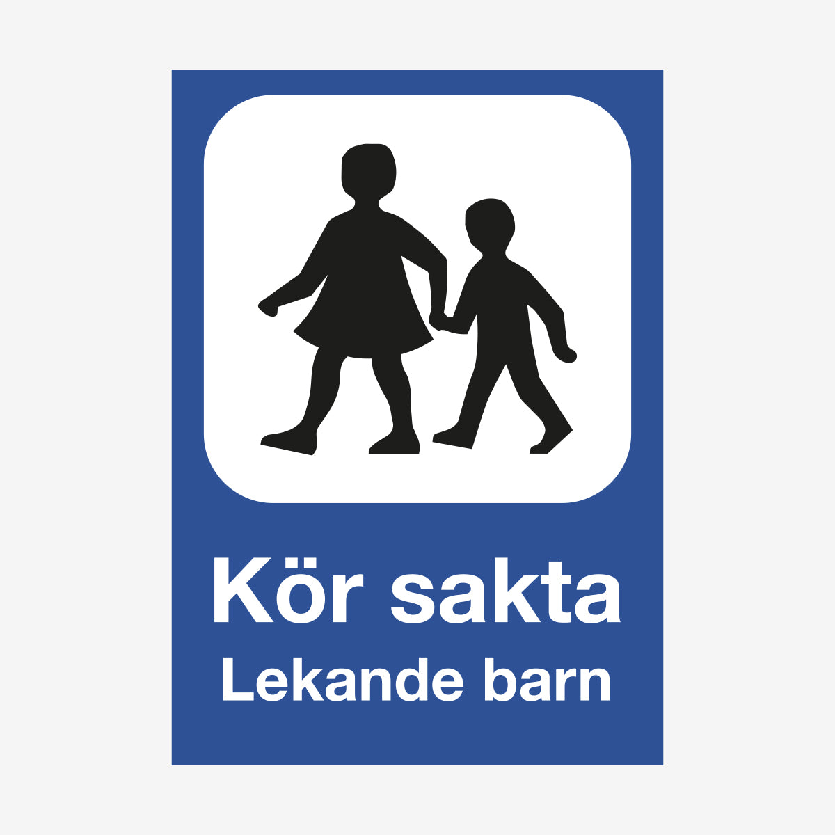 Kör sakta lekande barn en Skylt från Nordisk skylt