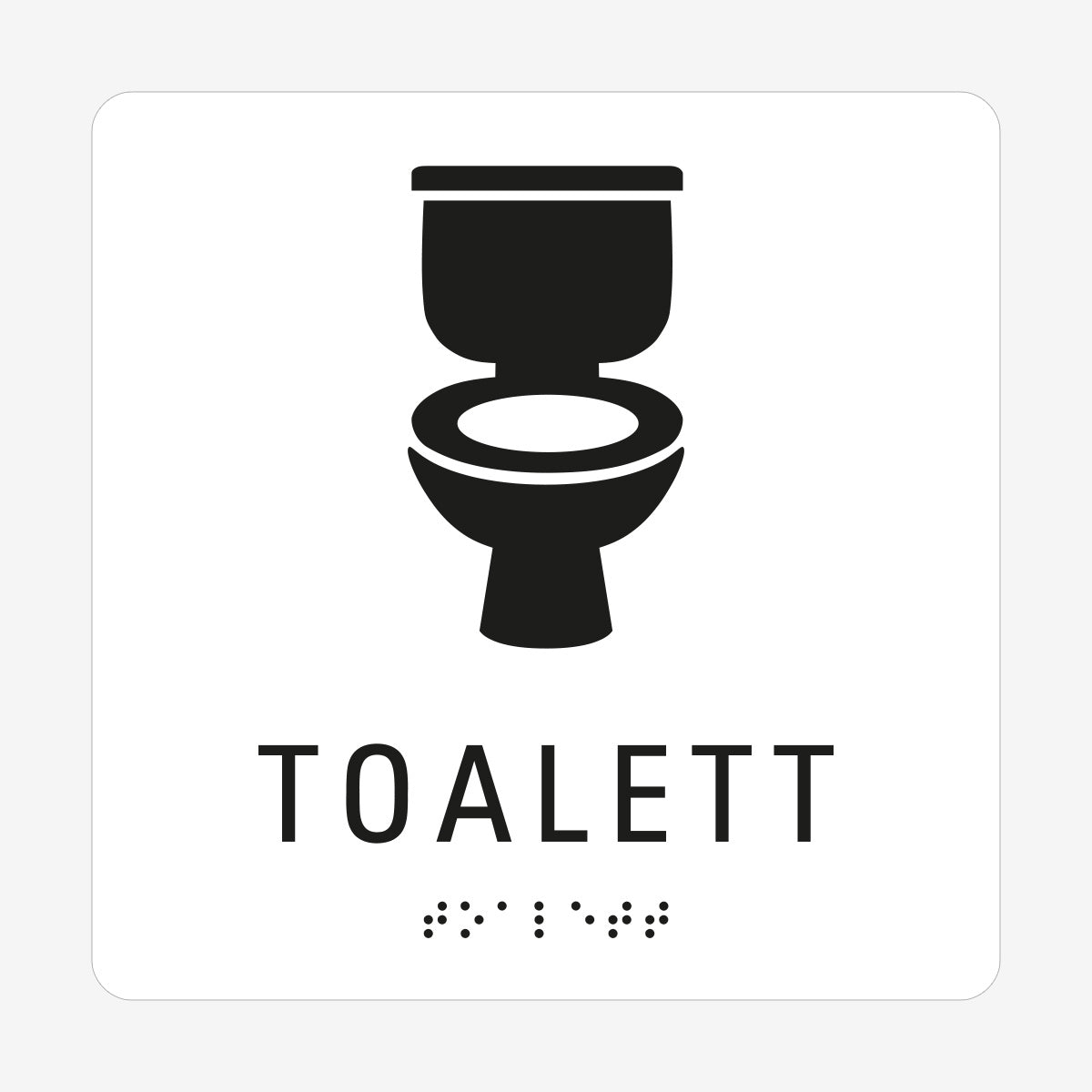 Taktil skylt m. brailleskrift TOALETT
