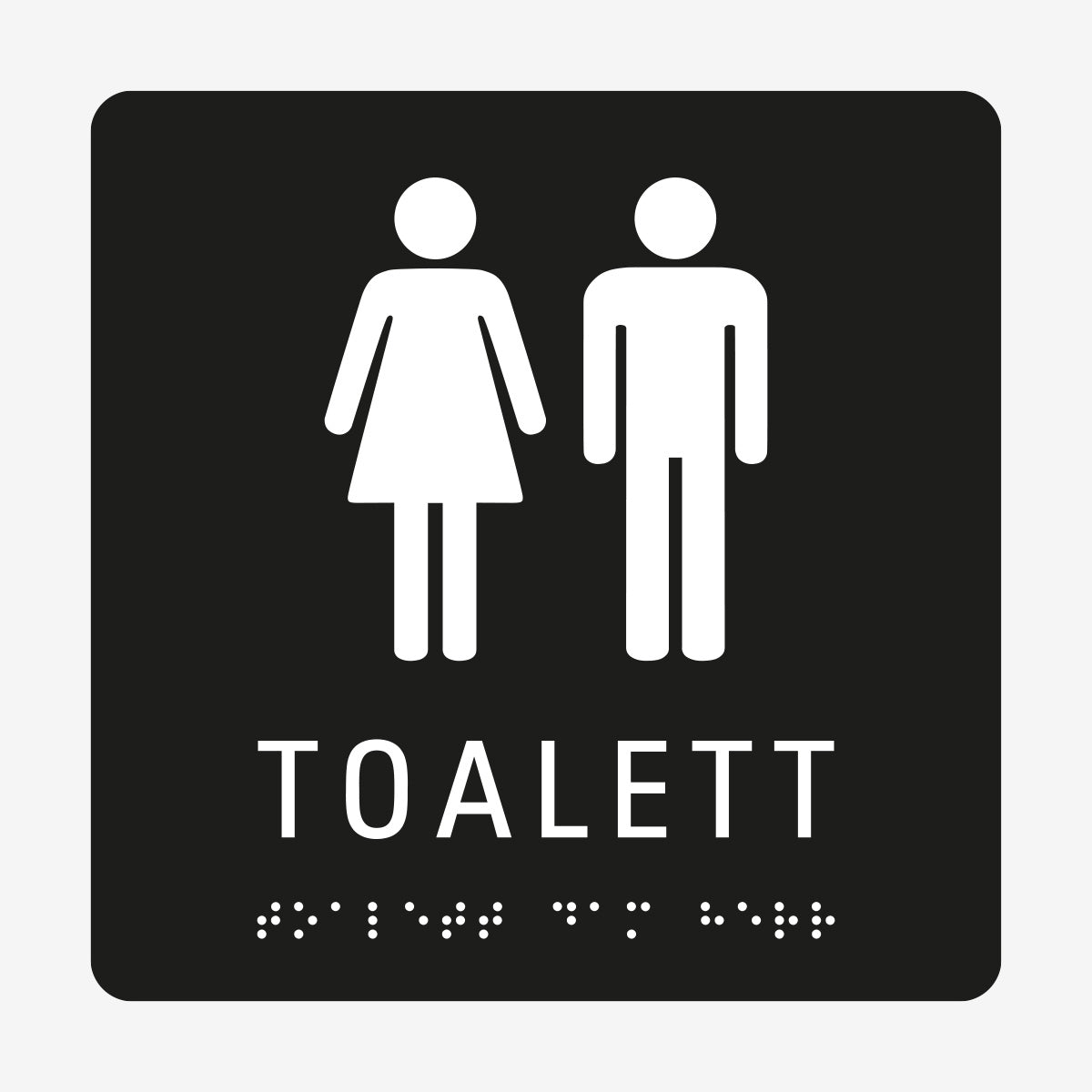 Taktil skylt m. brailleskrift TOALETT DAM HERR