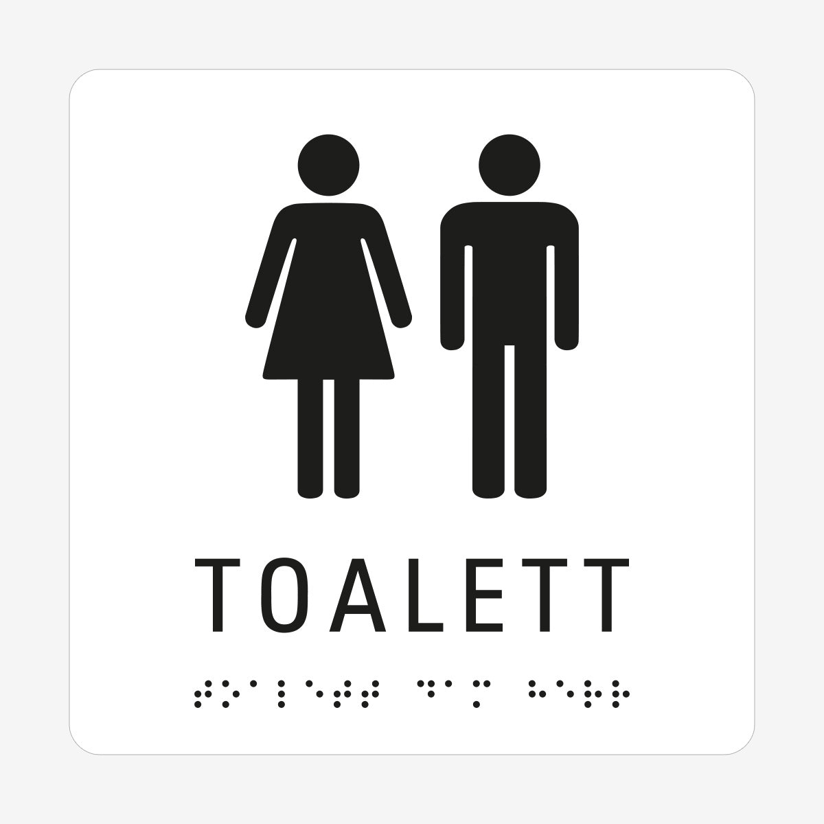 Taktil skylt m. brailleskrift TOALETT DAM HERR