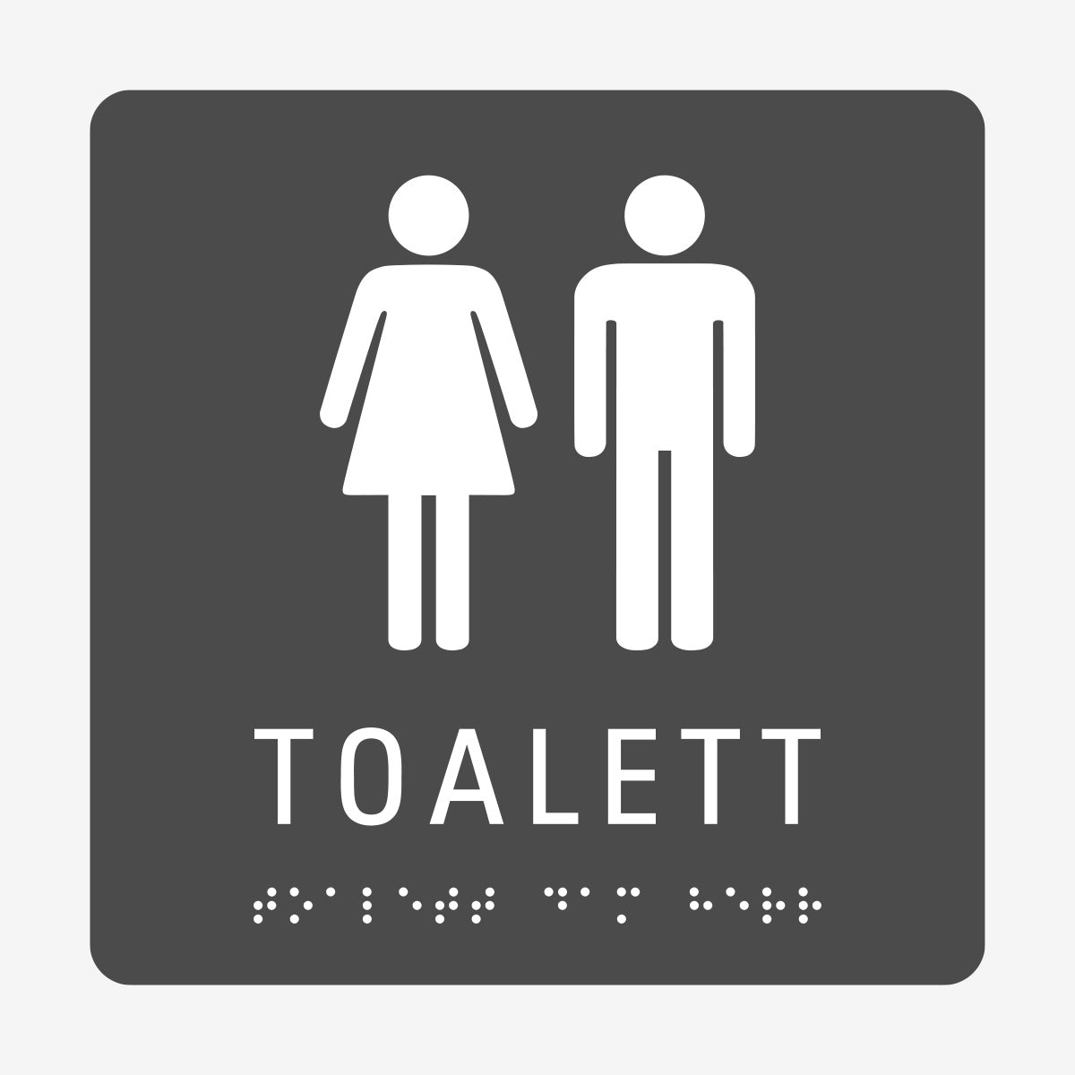 Taktil skylt m. brailleskrift TOALETT DAM HERR