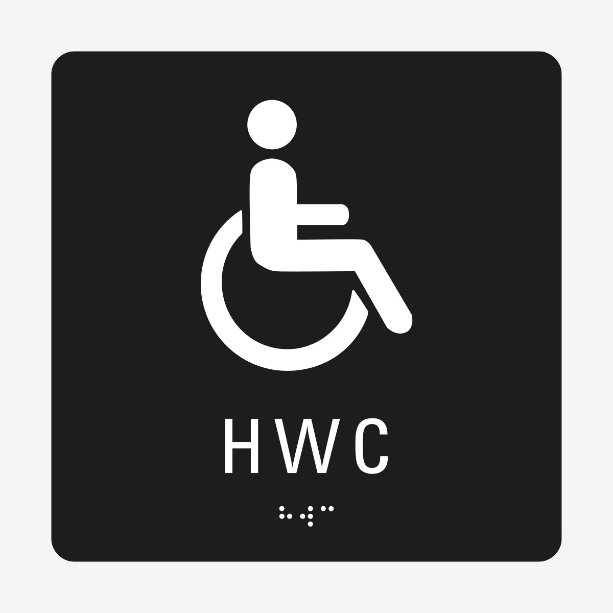 Taktil skylt m. brailleskrift HWC