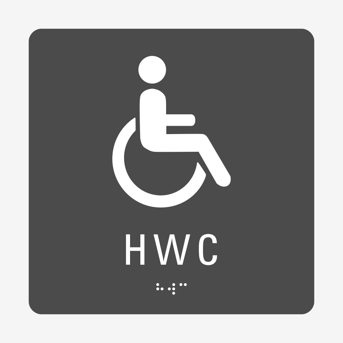 Taktil skylt m. brailleskrift HWC