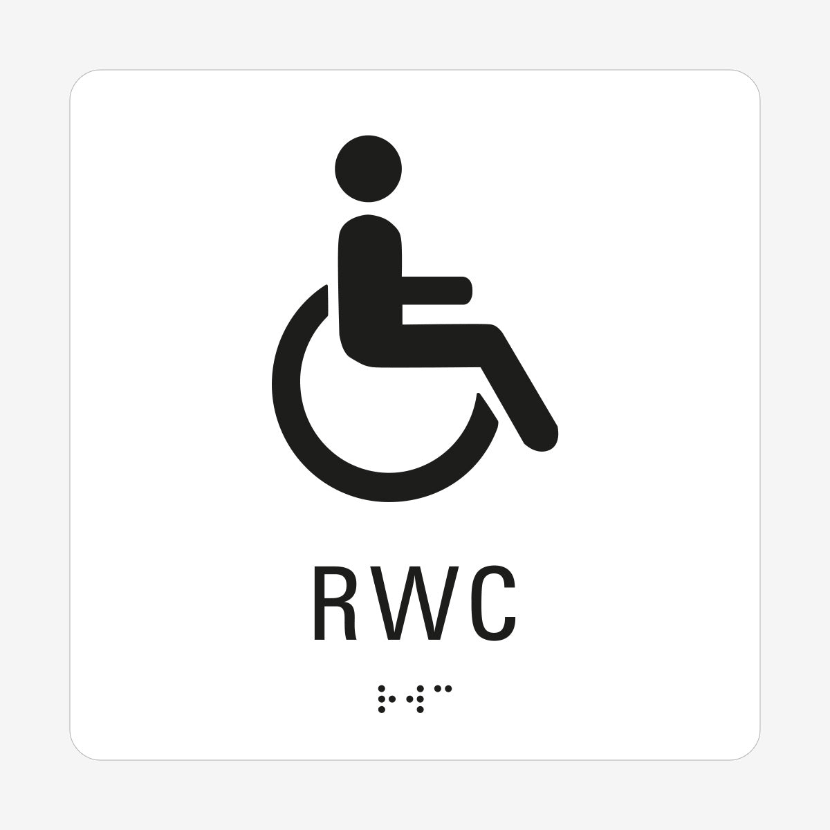 Taktil skylt m. brailleskrift RWC