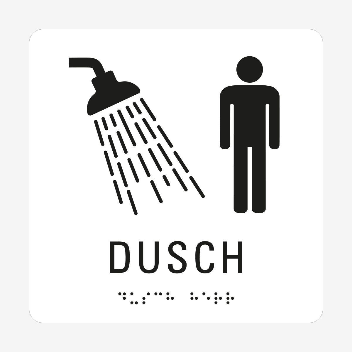 Taktil skylt m. brailleskrift DUSCH HERR