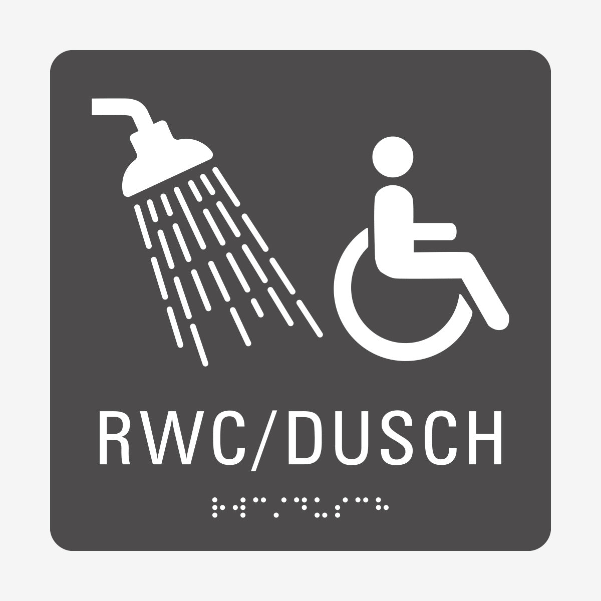 Taktil skylt m. brailleskrift RWC DUSCH