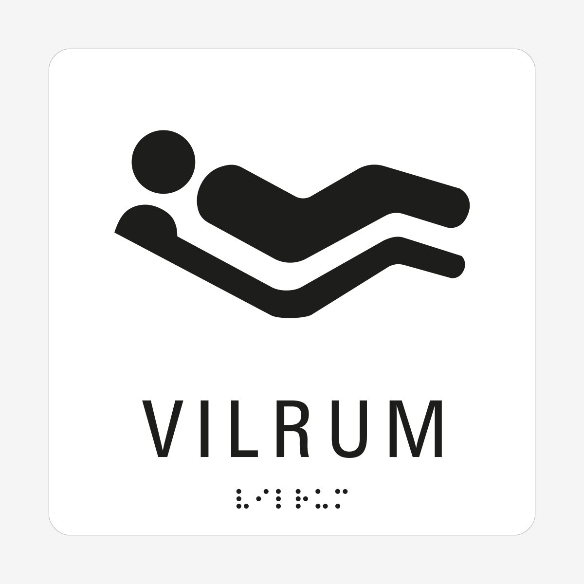Taktil skylt m. brailleskrift VILRUM