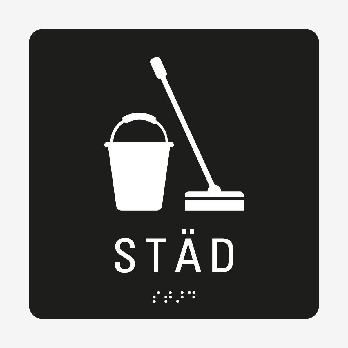 Taktil skylt m. brailleskrift STÄD