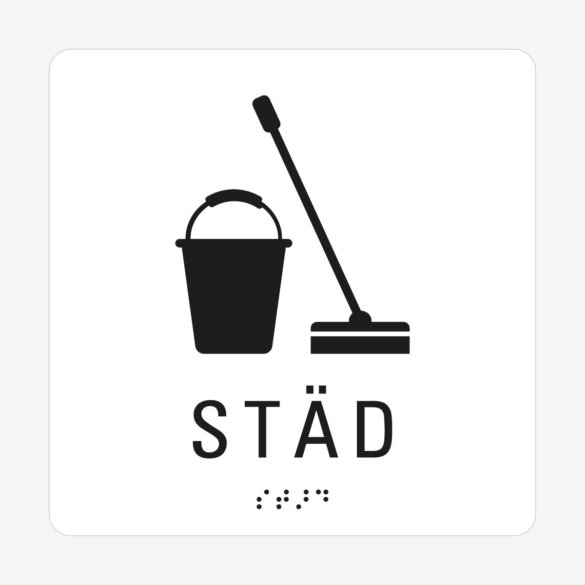 Taktil skylt m. brailleskrift STÄD