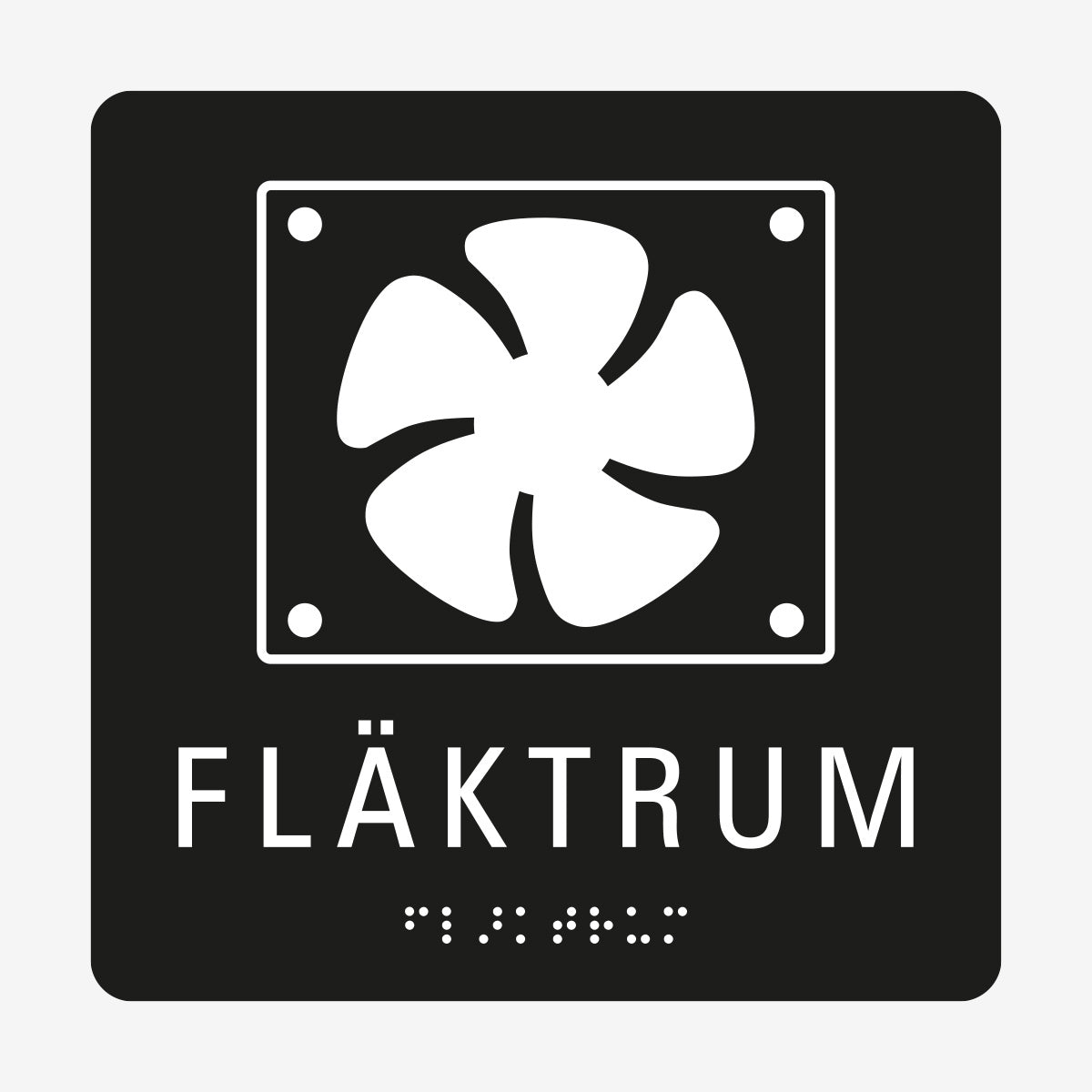 Taktil skylt m. brailleskrift FLÄKTRUM