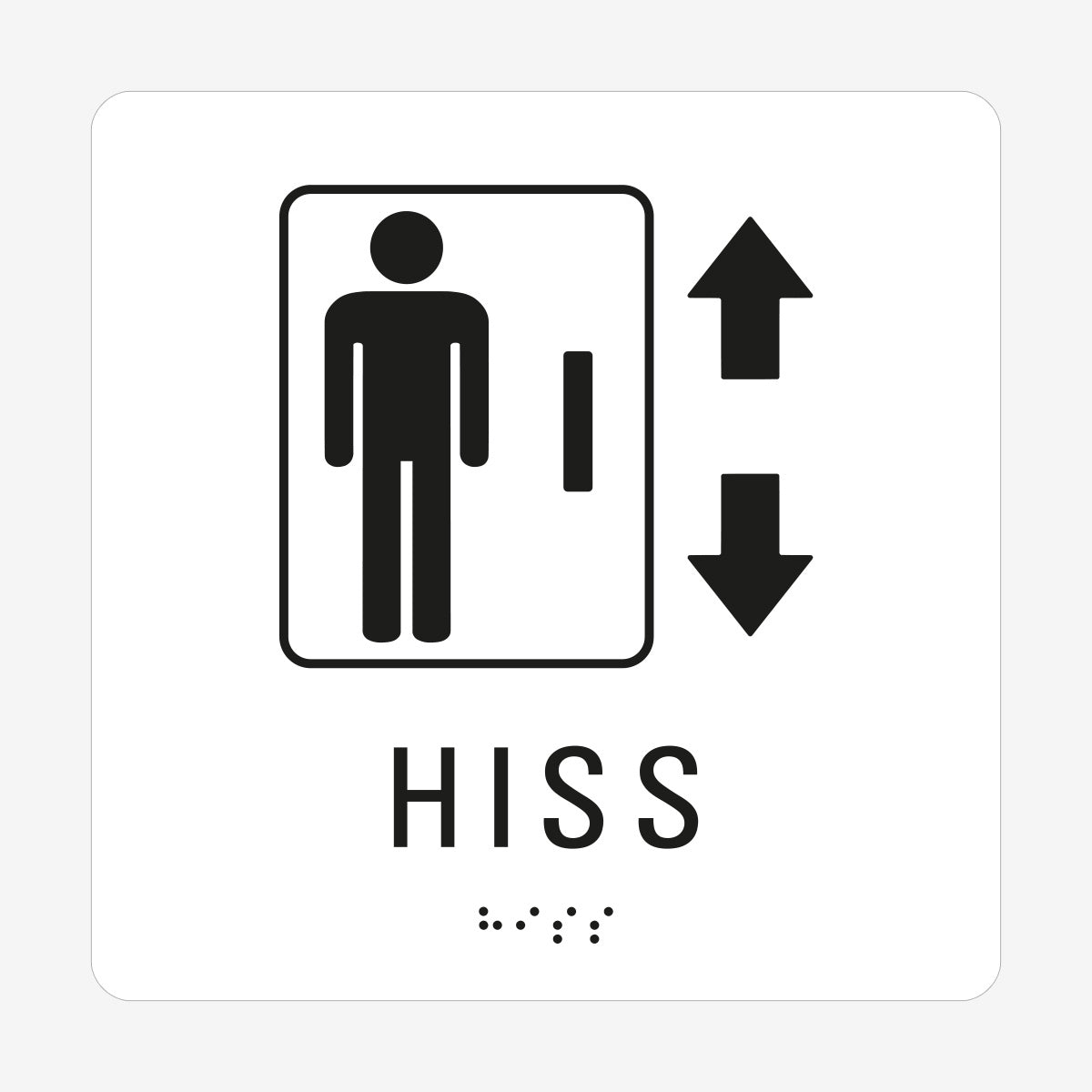Taktil skylt m. brailleskrift HISS