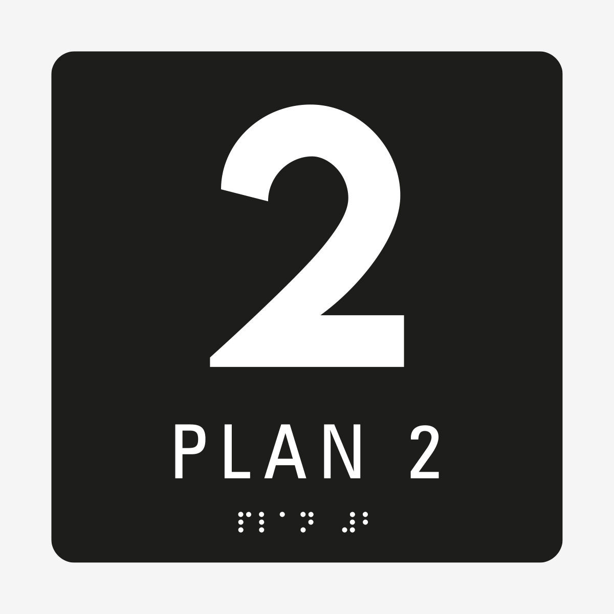 Taktil skylt m. brailleskrift PLAN 2