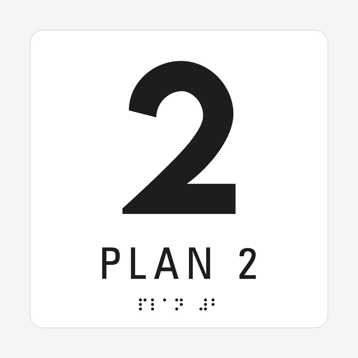 Taktil skylt m. brailleskrift PLAN 2